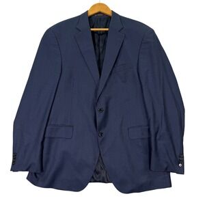 Peter Millar Mens 44L Custom Slim Fit Sport Coat Blue Wool 2-Button Blazer Solid